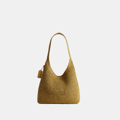 CDU75-Refined Weave Straw Brooklyn Shoulder Bag 28-B4/Muted Olive