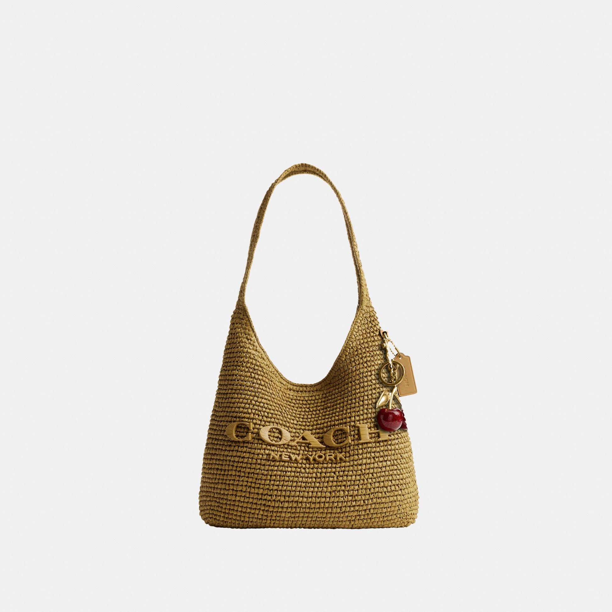 CDU75-Refined Weave Straw Brooklyn Shoulder Bag 28-B4/Muted Olive