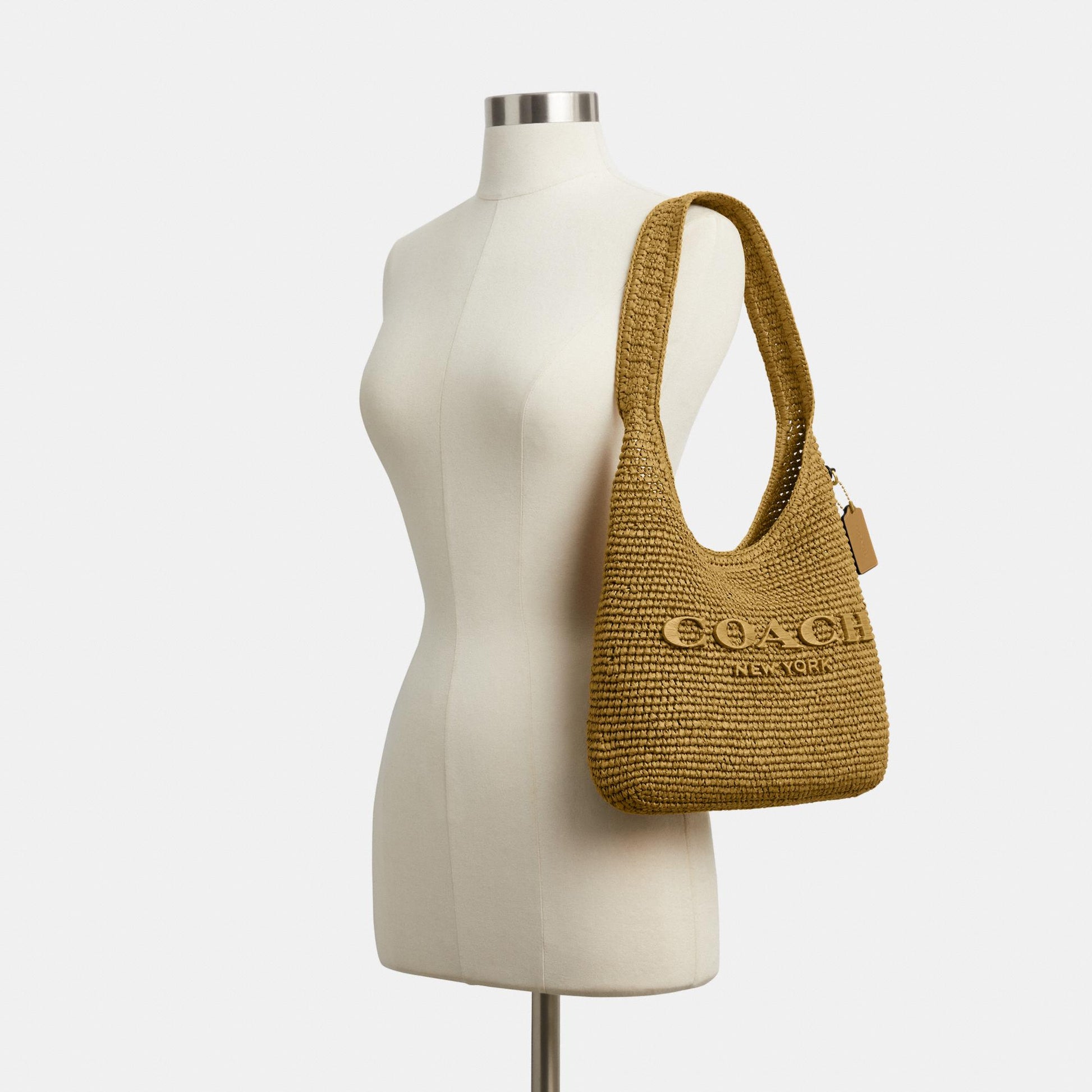 CDU75-Refined Weave Straw Brooklyn Shoulder Bag 28-B4/Muted Olive