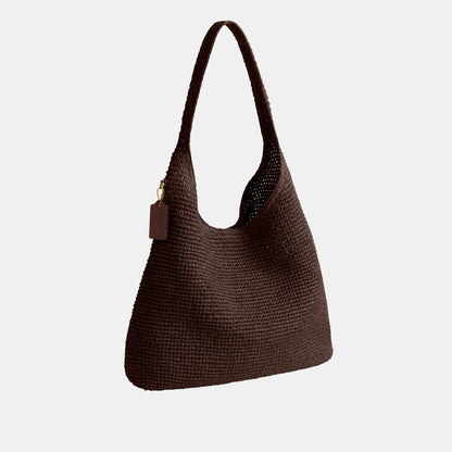 CDU76-Refined Weave Straw Brooklyn Shoulder Bag 39-B4/Maple