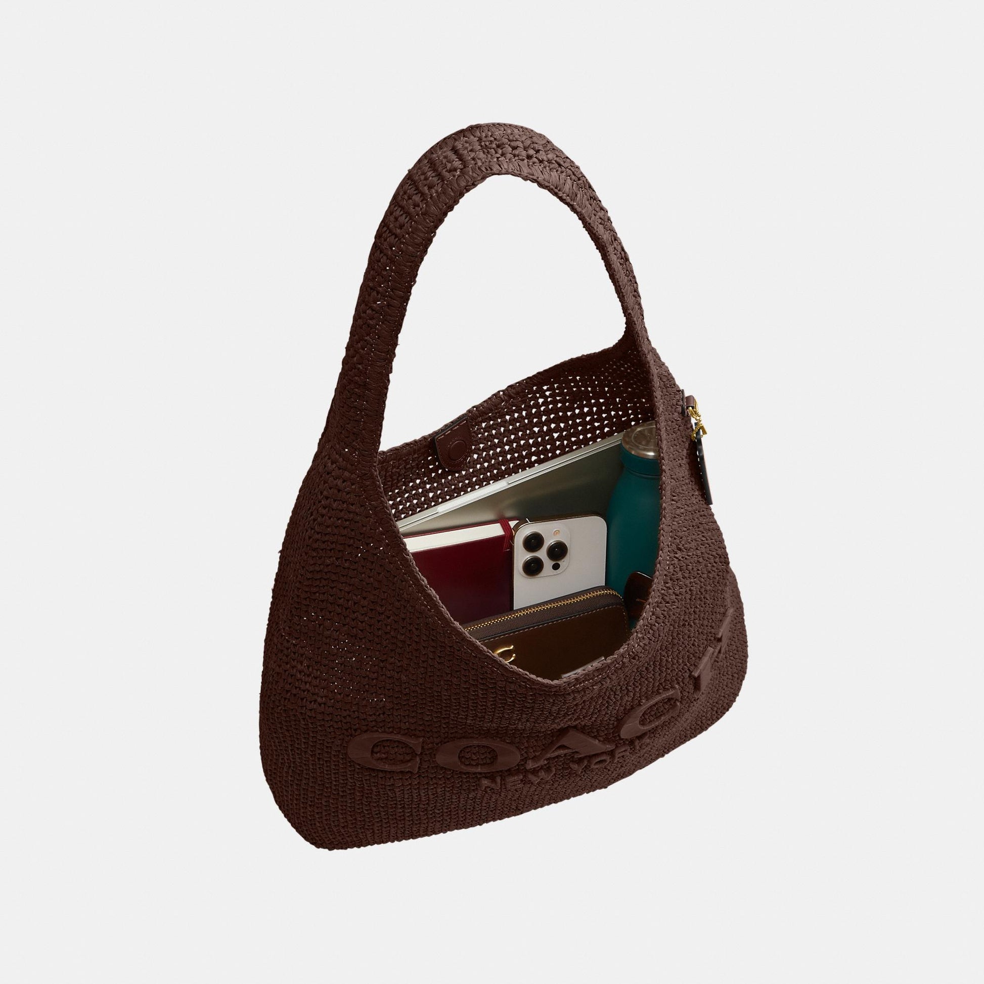 CDU76-Refined Weave Straw Brooklyn Shoulder Bag 39-B4/Maple