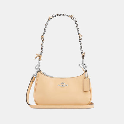 CDW68-Teri Mini Crossbody in Glazed Leather with Bow Strap-Sv/Light Sand
