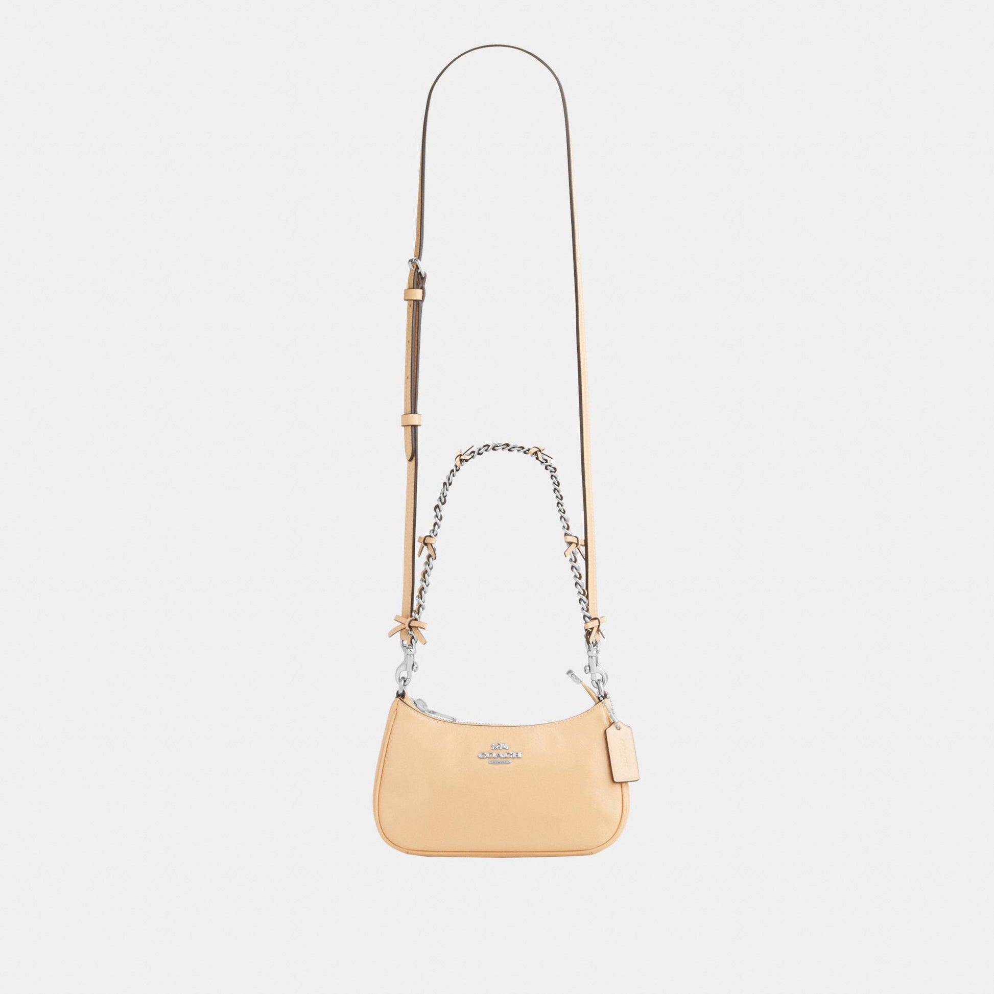 CDW68-Teri Mini Crossbody in Glazed Leather with Bow Strap-Sv/Light Sand