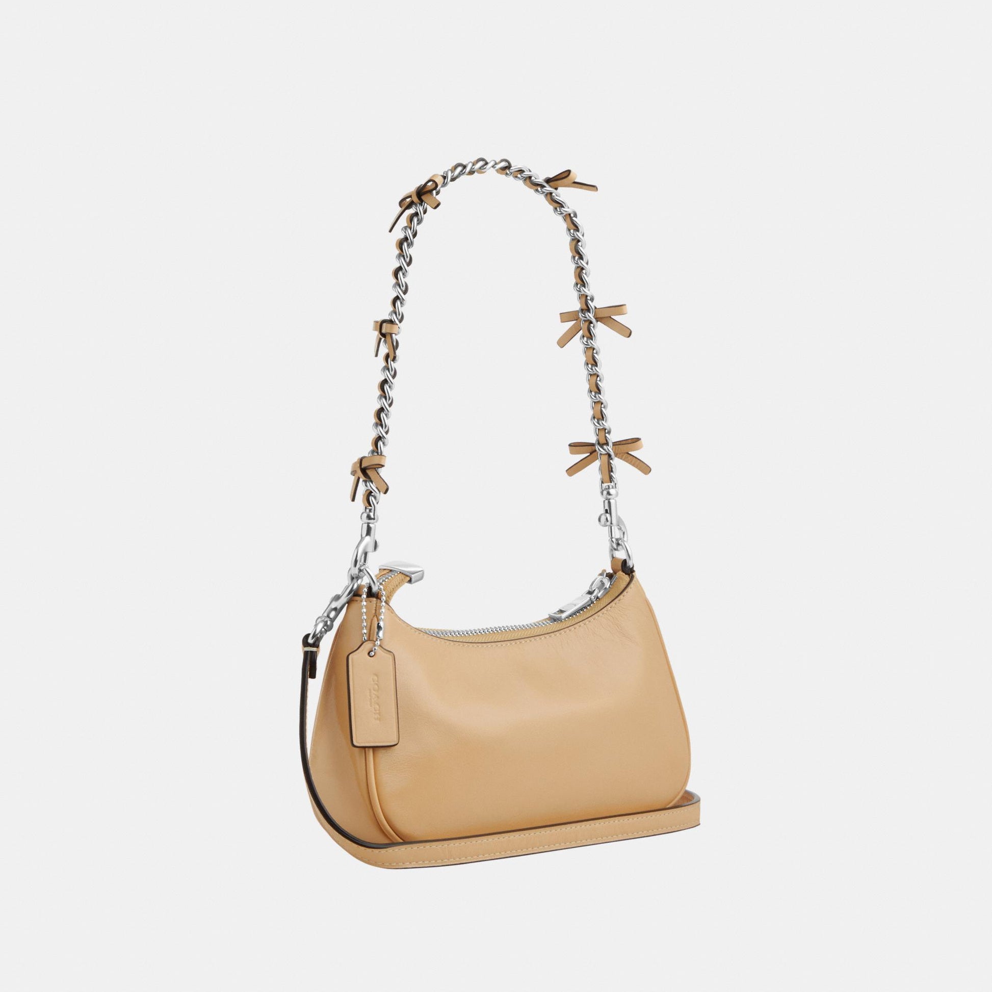 CDW68-Teri Mini Crossbody in Glazed Leather with Bow Strap-Sv/Light Sand