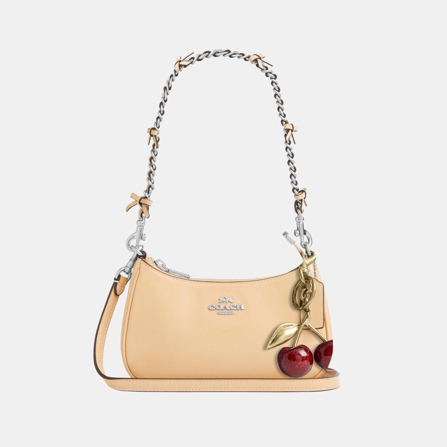 CDW68-Teri Mini Crossbody in Glazed Leather with Bow Strap-Sv/Light Sand