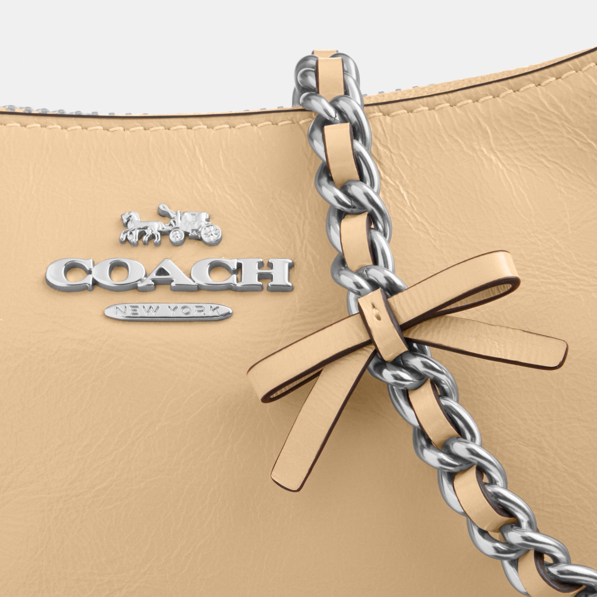 CDW68-Teri Mini Crossbody in Glazed Leather with Bow Strap-Sv/Light Sand