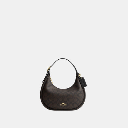 CDX17-Emily Mini Shoulder Bag in Signature Canvas-Im/Walnut/Black