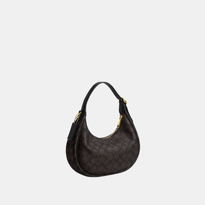 CDX17-Emily Mini Shoulder Bag in Signature Canvas-Im/Walnut/Black