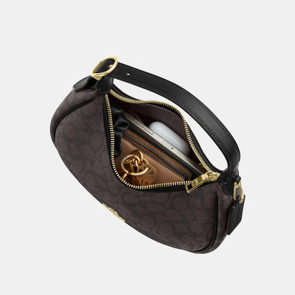 CDX17-Emily Mini Shoulder Bag in Signature Canvas-Im/Walnut/Black