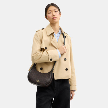 CDX17-Emily Mini Shoulder Bag in Signature Canvas-Im/Walnut/Black