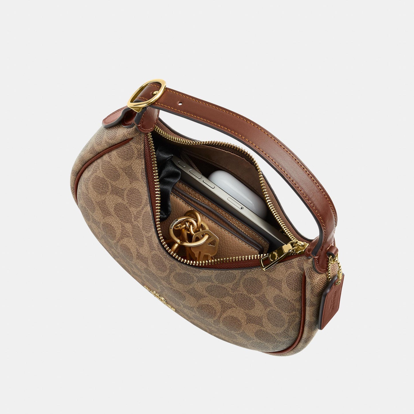 CDX17-Emily Mini Shoulder Bag in Signature Canvas-Im/Tan/Brown