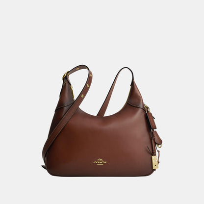 CDY36-Ella Shoulder Bag in Burnished Leather-Im/Redwood