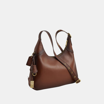 CDY36-Ella Shoulder Bag in Burnished Leather-Im/Redwood