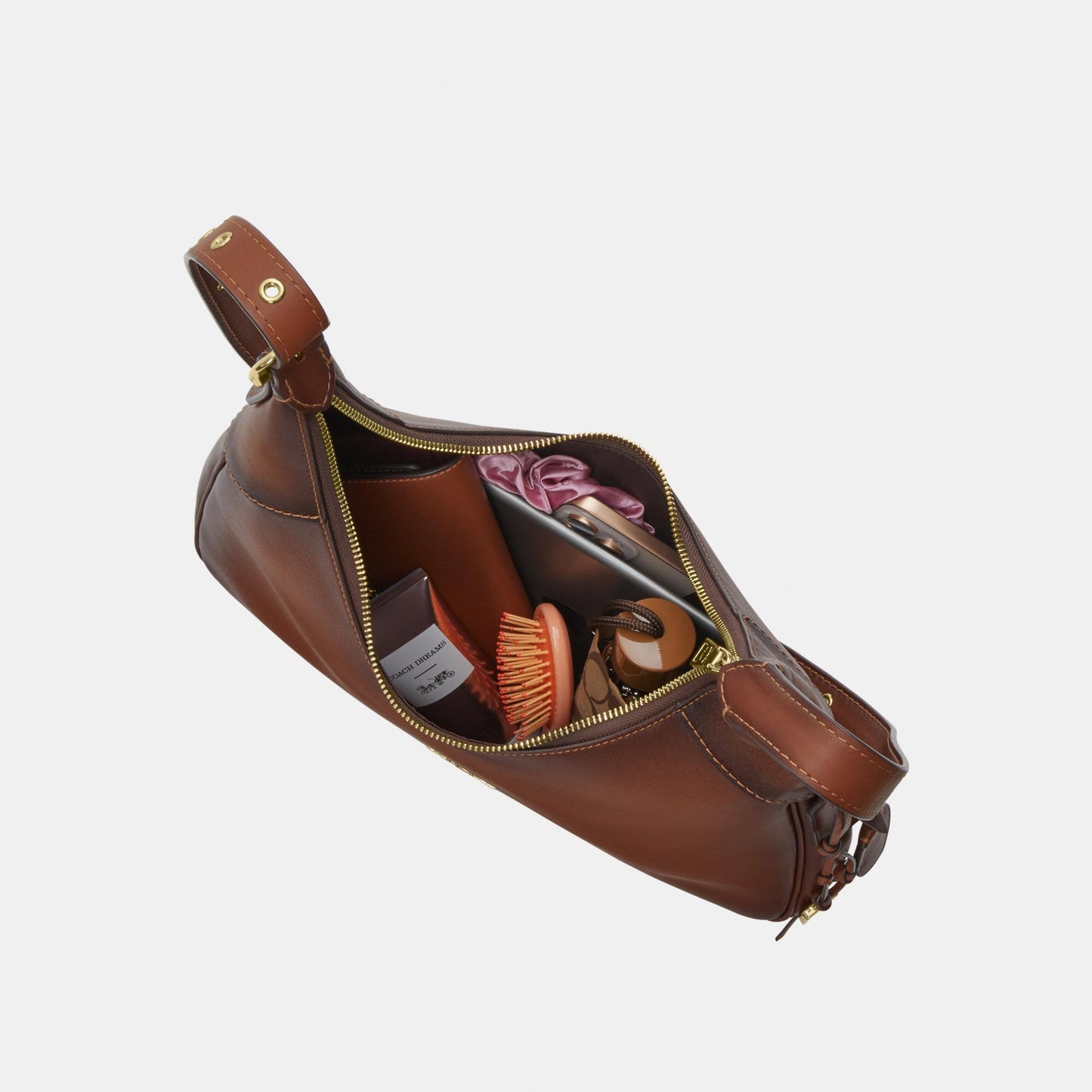 CDY36-Ella Shoulder Bag in Burnished Leather-Im/Redwood
