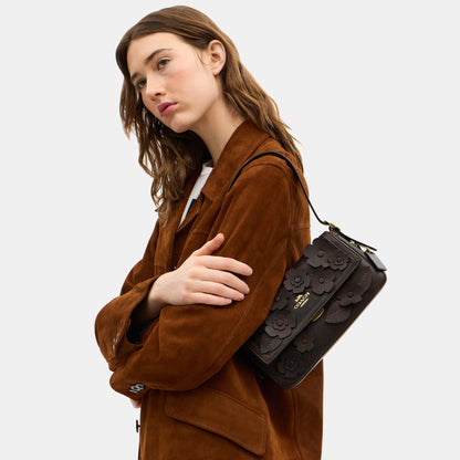 CDY43-Etta Small Flap Shoulder Bag in Floral Applique-Im/Maple