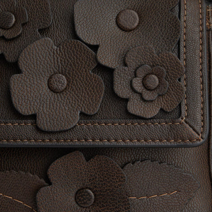 CDY43-Etta Small Flap Shoulder Bag in Floral Applique-Im/Maple