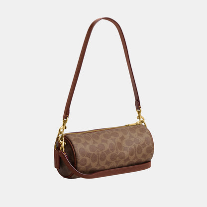 CDY79-Coated Canvas Signature Barrel Bag-B4/Tan Caramel