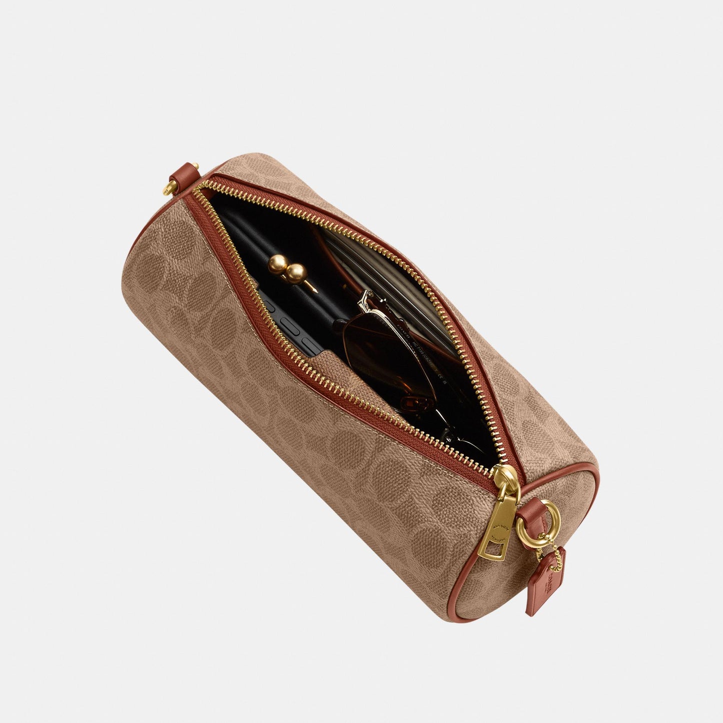 CDY79-Coated Canvas Signature Barrel Bag-B4/Tan Caramel
