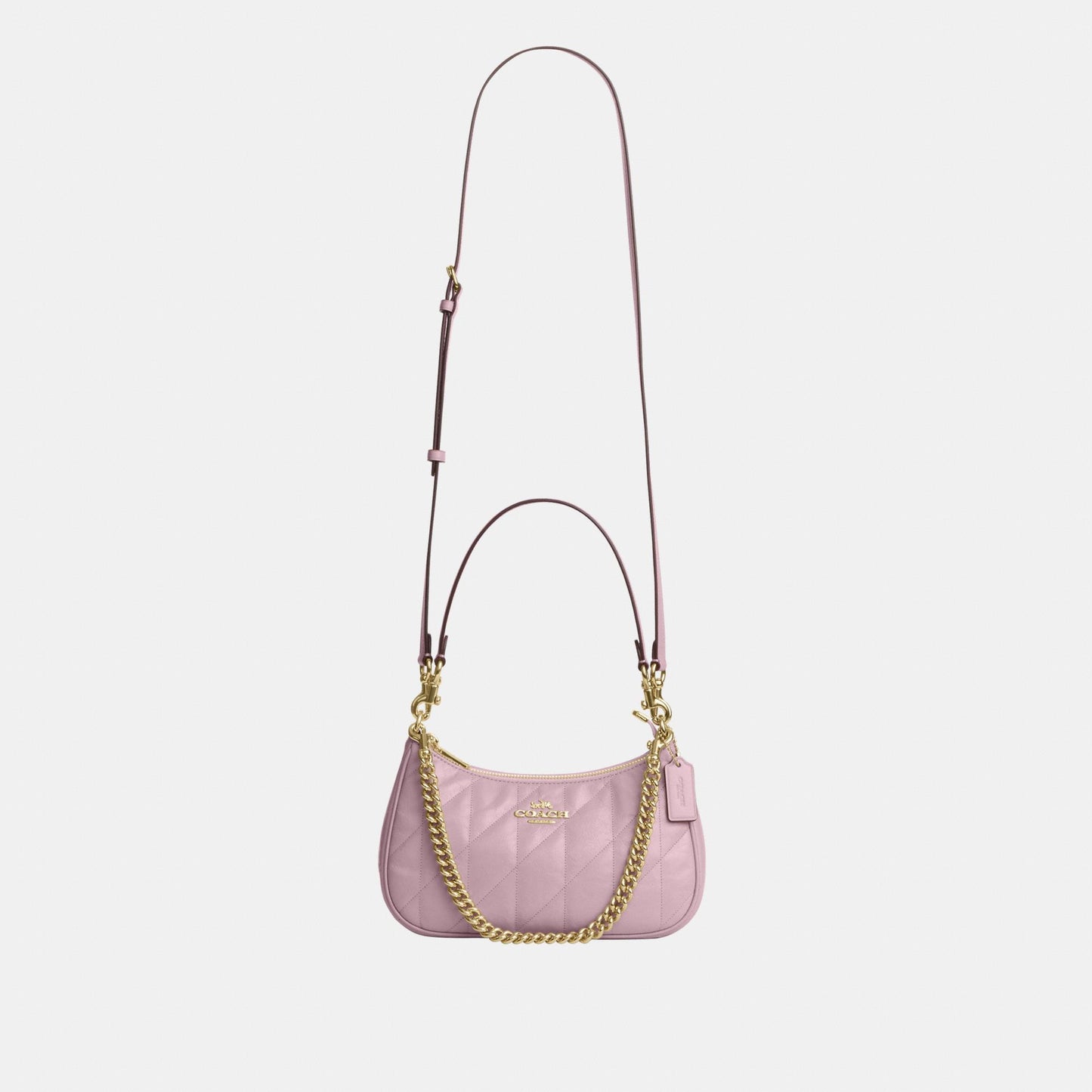 CDY83-Teri Shoulder Bag in Glazed Leather with Quilting-Im/Carnation