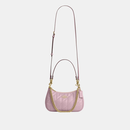 CDY83-Teri Shoulder Bag in Glazed Leather with Quilting-Im/Carnation