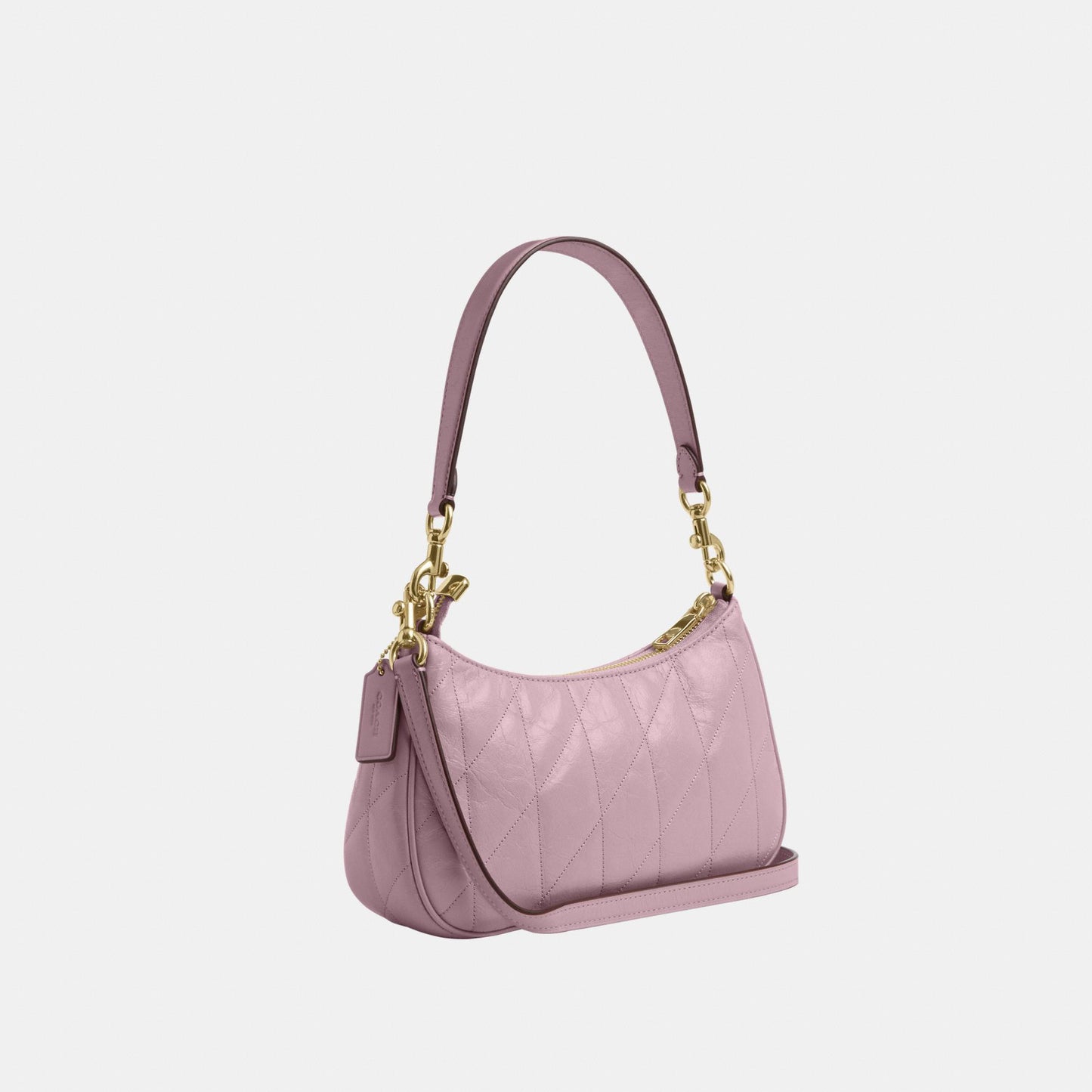 CDY83-Teri Shoulder Bag in Glazed Leather with Quilting-Im/Carnation