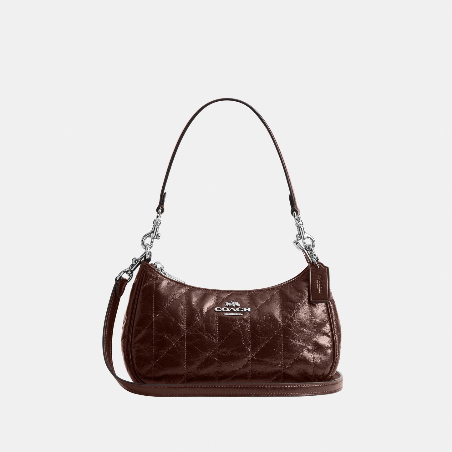 CDY83-Teri Shoulder Bag in Glazed Leather with Quilting-Sv/Maple