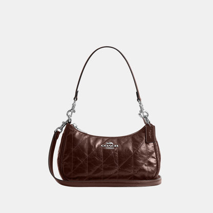 CDY83-Teri Shoulder Bag in Glazed Leather with Quilting-Sv/Maple