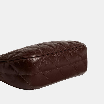 CDY83-Teri Shoulder Bag in Glazed Leather with Quilting-Sv/Maple