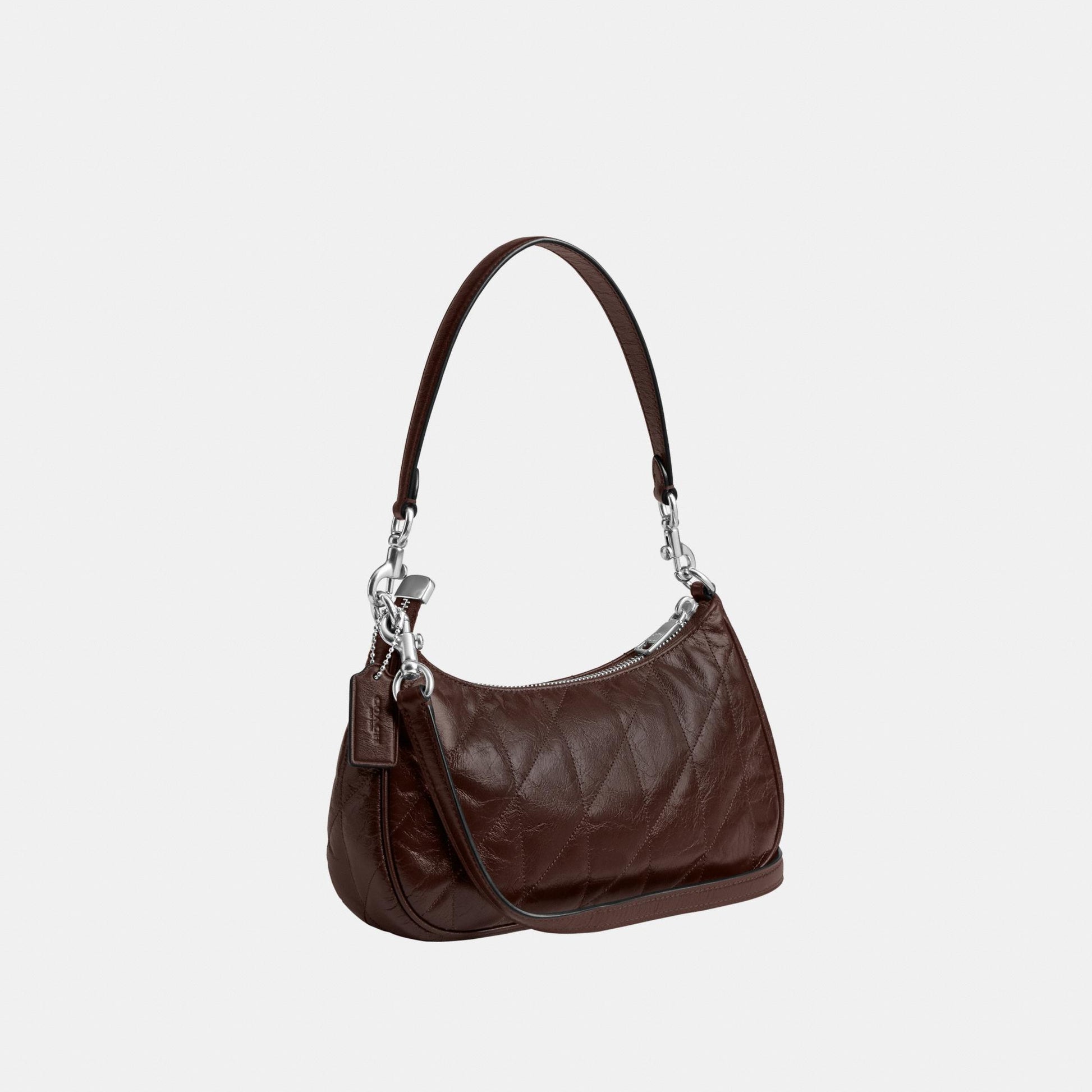 CDY83-Teri Shoulder Bag in Glazed Leather with Quilting-Sv/Maple
