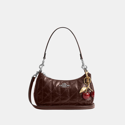CDY83-Teri Shoulder Bag in Glazed Leather with Quilting-Sv/Maple