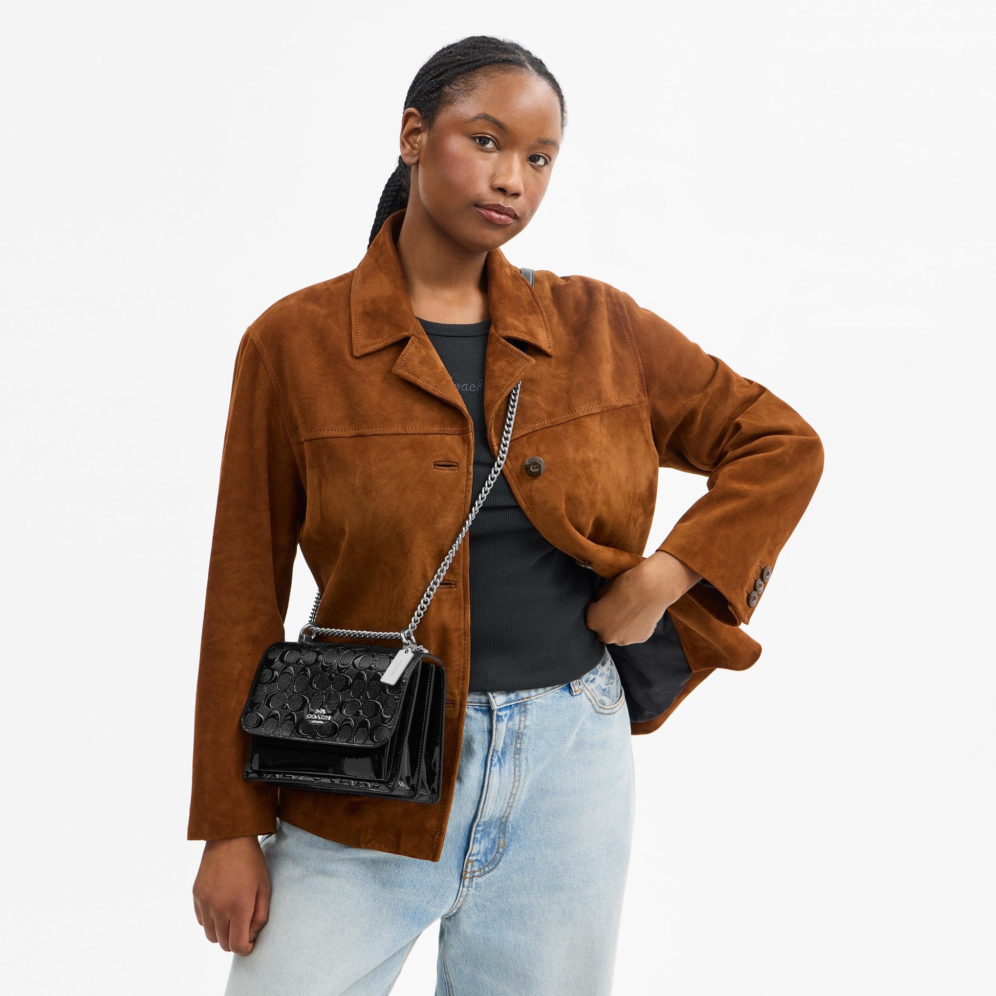 CDY99-Klare Crossbody Bag in Signature Leather-Sv/Black