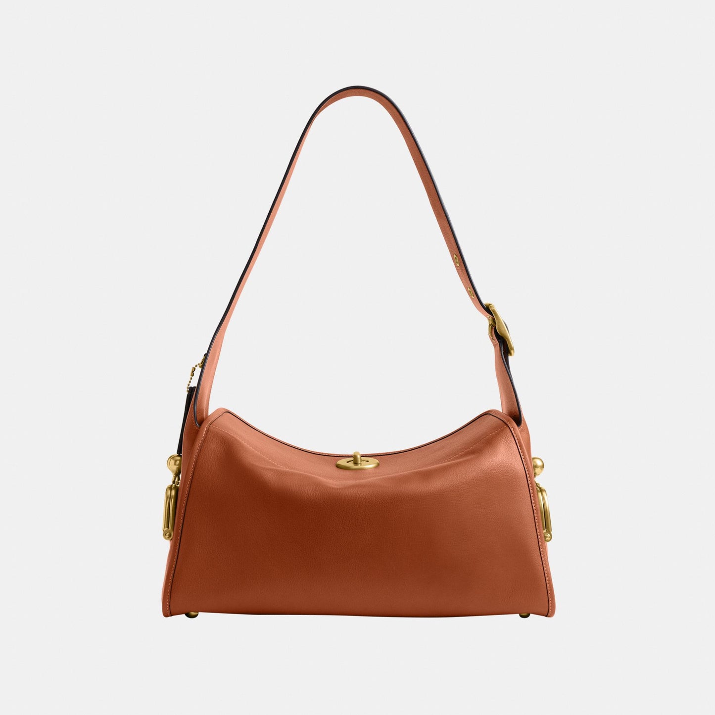 CDZ12-The Coach Originals Natural Grain Leather Turnlock Haversack Bag-B4/Amber Brown