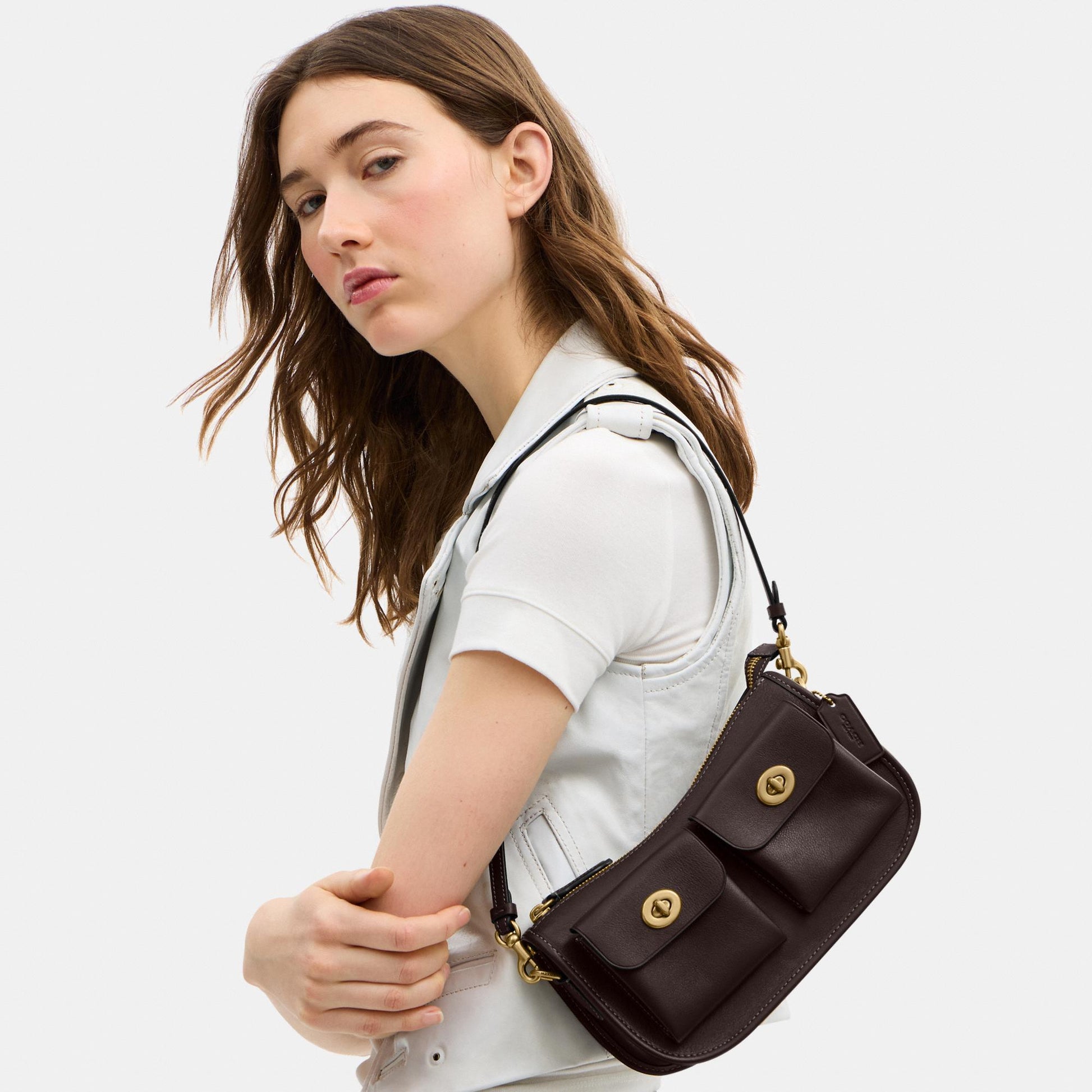 CDZ20-The Coach Originals Natural Grain Leather Twin Turnlock Waverly Bag-B4/Maple