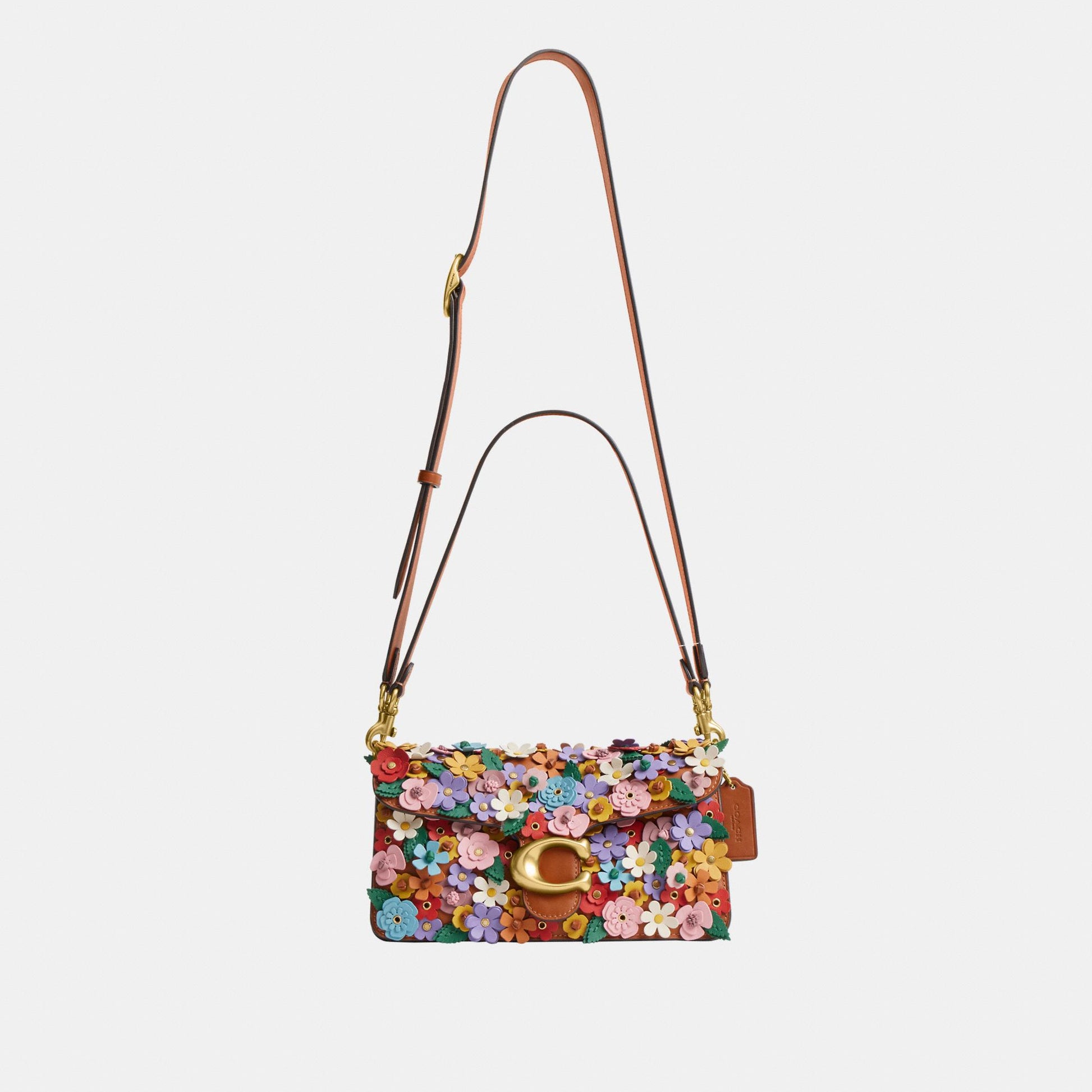 CDZ35-Floral Applique Tabby Shoulder Bag 26-B4/Burnished Amber Multi