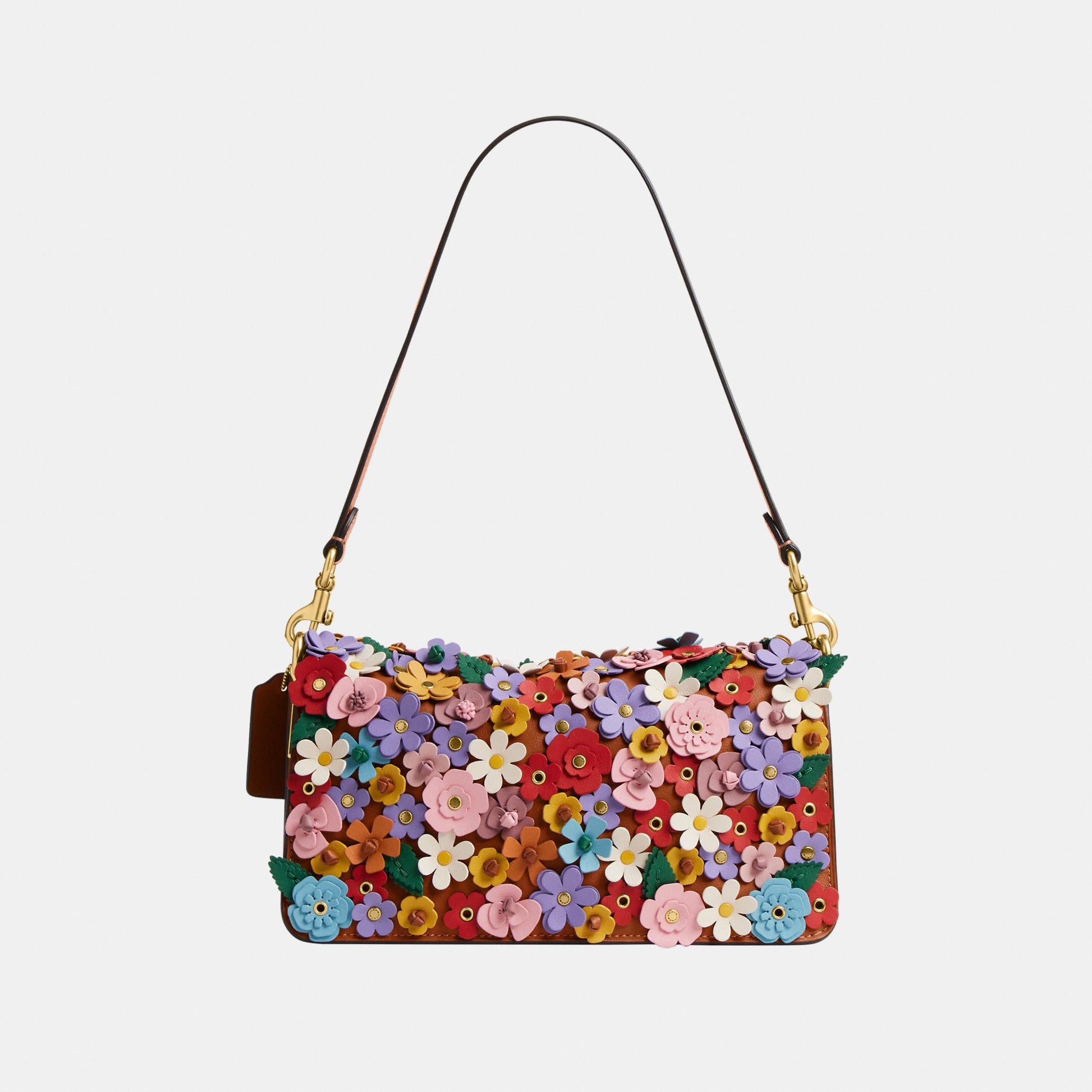 CDZ35-Floral Applique Tabby Shoulder Bag 26-B4/Burnished Amber Multi
