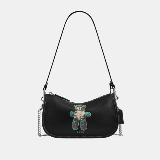 CDZ47-Teddy Graphic Waverly Bag-Lh/Black Multi