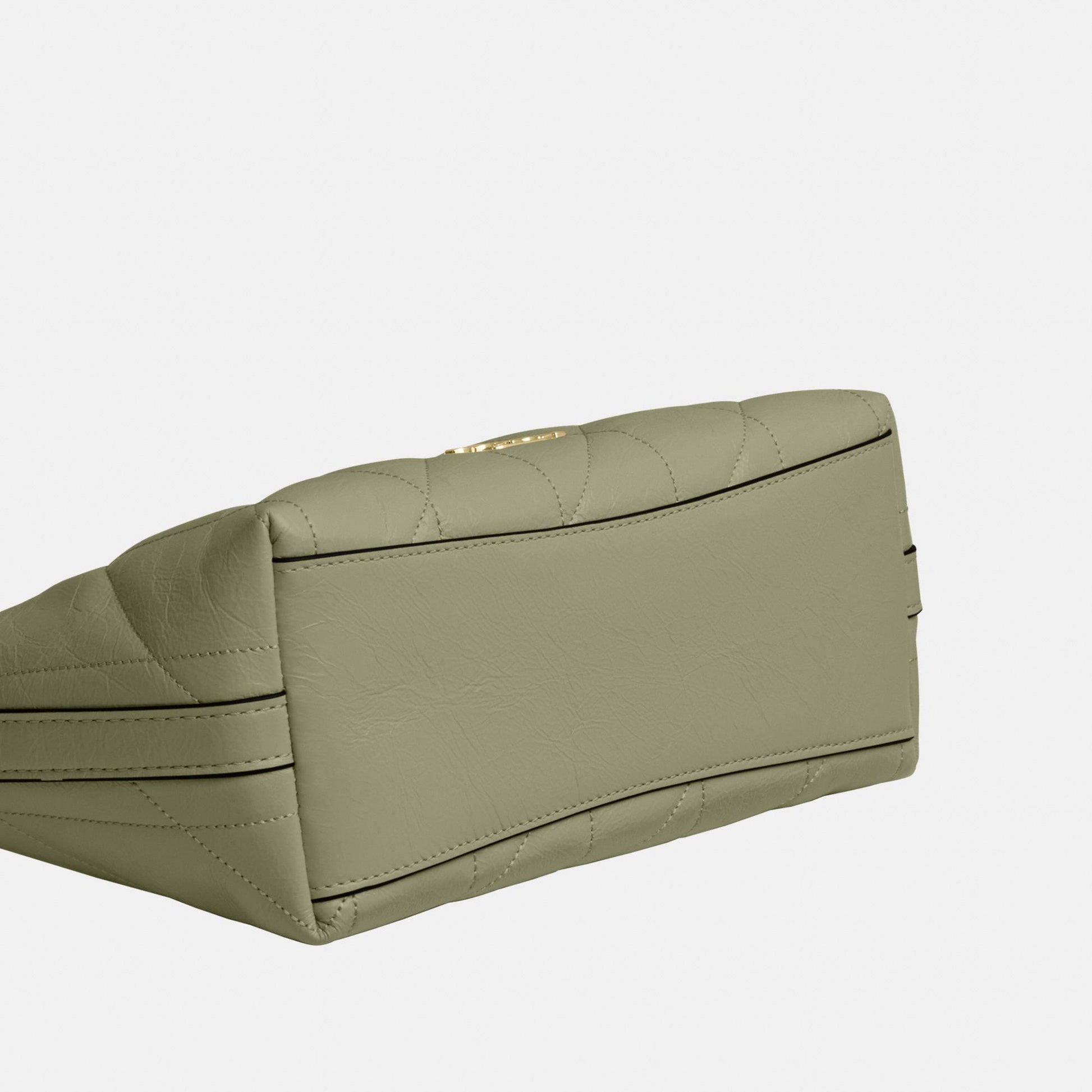 CDZ88-Caitlin Shoulder Bag in Glazed Leather with Quilting-Im/Pistachio
