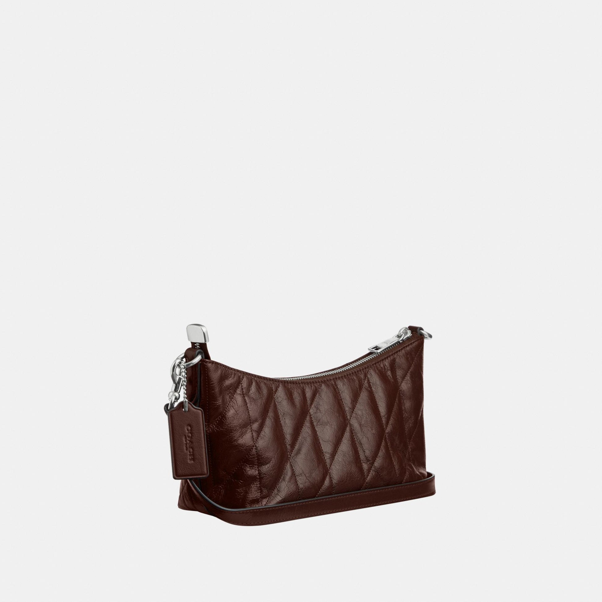 CDZ88-Caitlin Shoulder Bag in Glazed Leather with Quilting-Sv/Maple