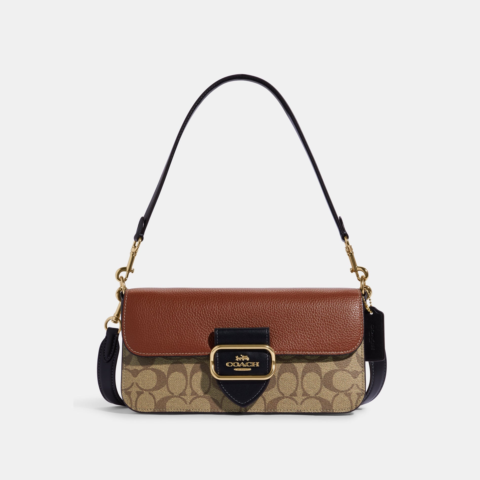 CE560-Morgan Shoulder Bag In Colorblock Signature Canvas-IM/Khaki Multi