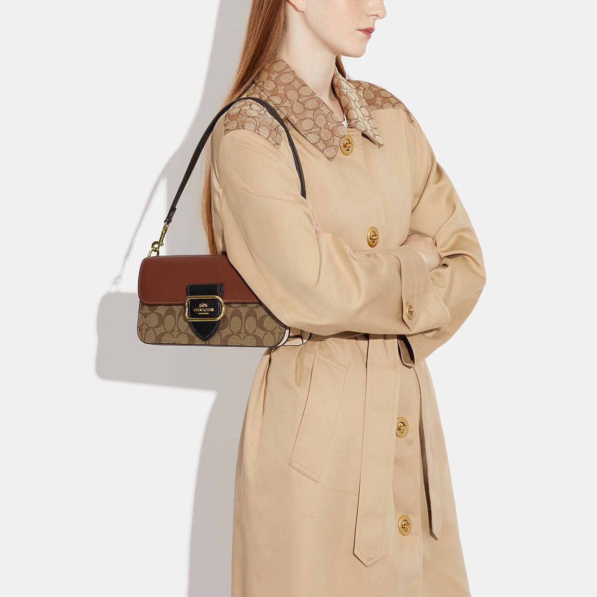 CE560-Morgan Shoulder Bag In Colorblock Signature Canvas