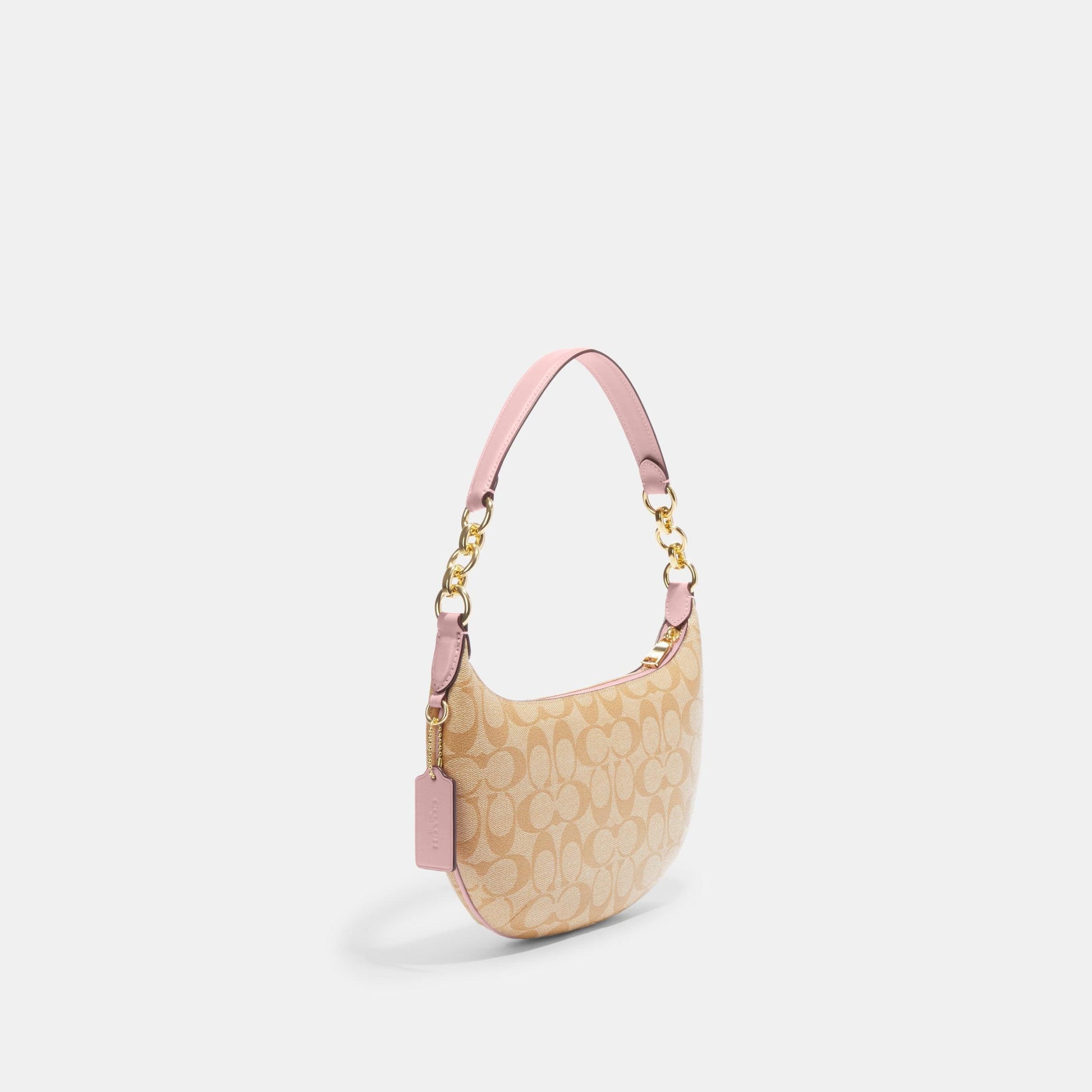 CE620-Payton Hobo In Signature Canvas-IM/Lt Khaki/Powder Pink