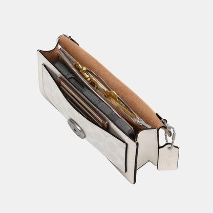 CE774-TABBY CHAIN CLUTCH IN SIGNATURE CANVAS-LH/White Chalk