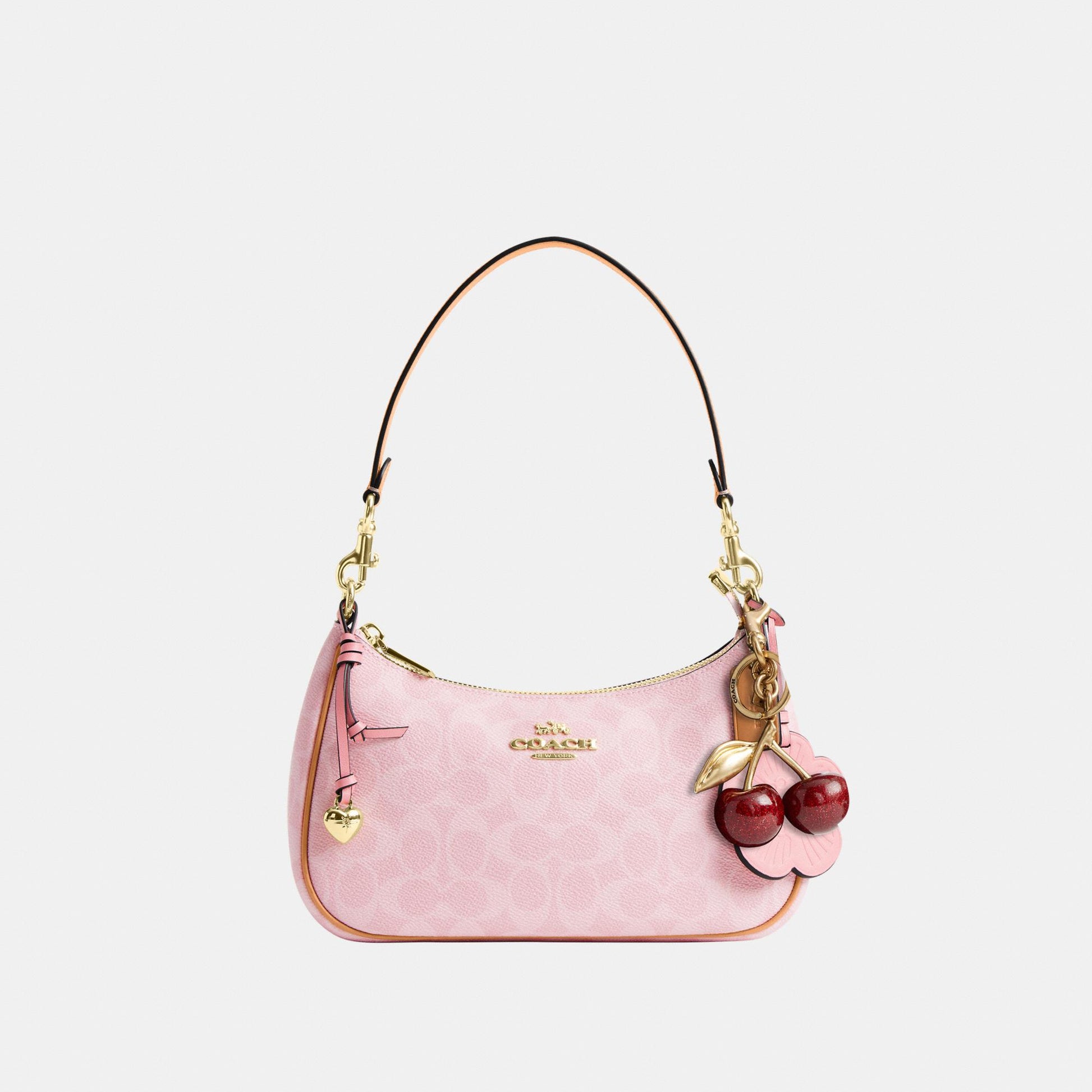 CEA20-Teri Shoulder Bag in Signature Canvas with Charms-Im/Powder Pink
