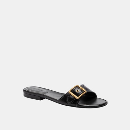 CEF11-Margot Leather Flat Sandal-Black