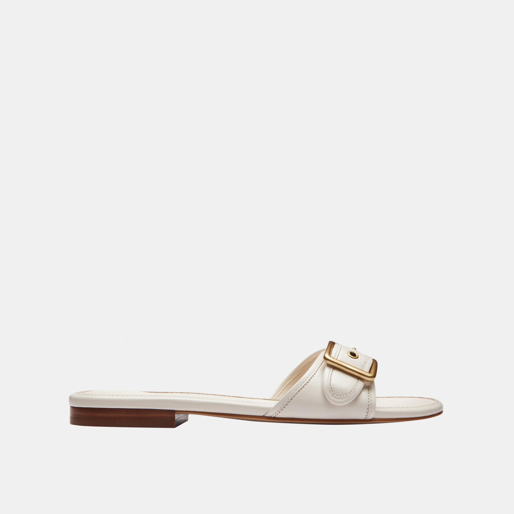 CEF11-Margot Leather Flat Sandal-Chalk