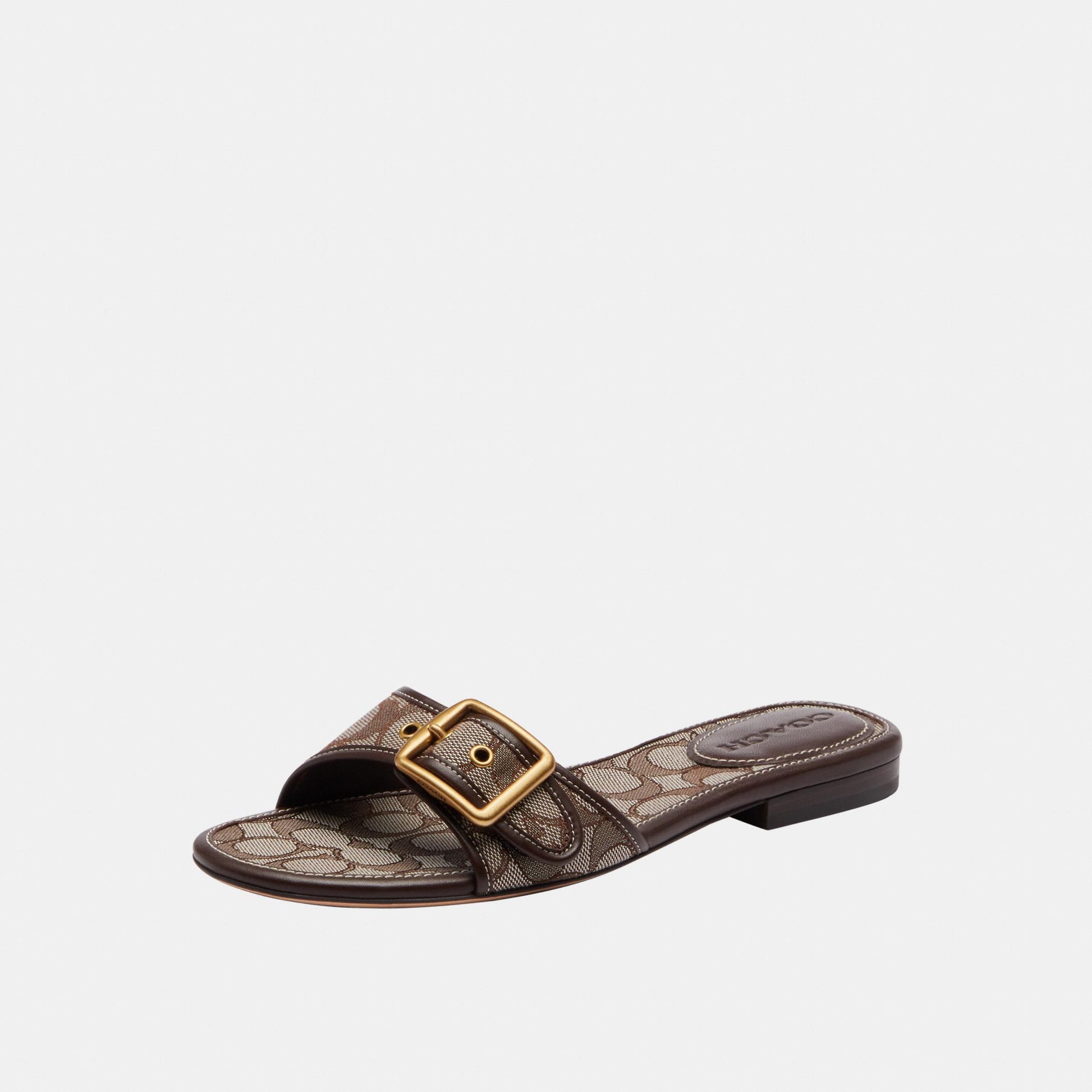 CEF12-Margot Signature Jacquard Flat Sandal-Oak/Maple