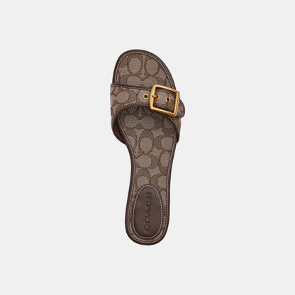 CEF12-Margot Signature Jacquard Flat Sandal-Oak/Maple