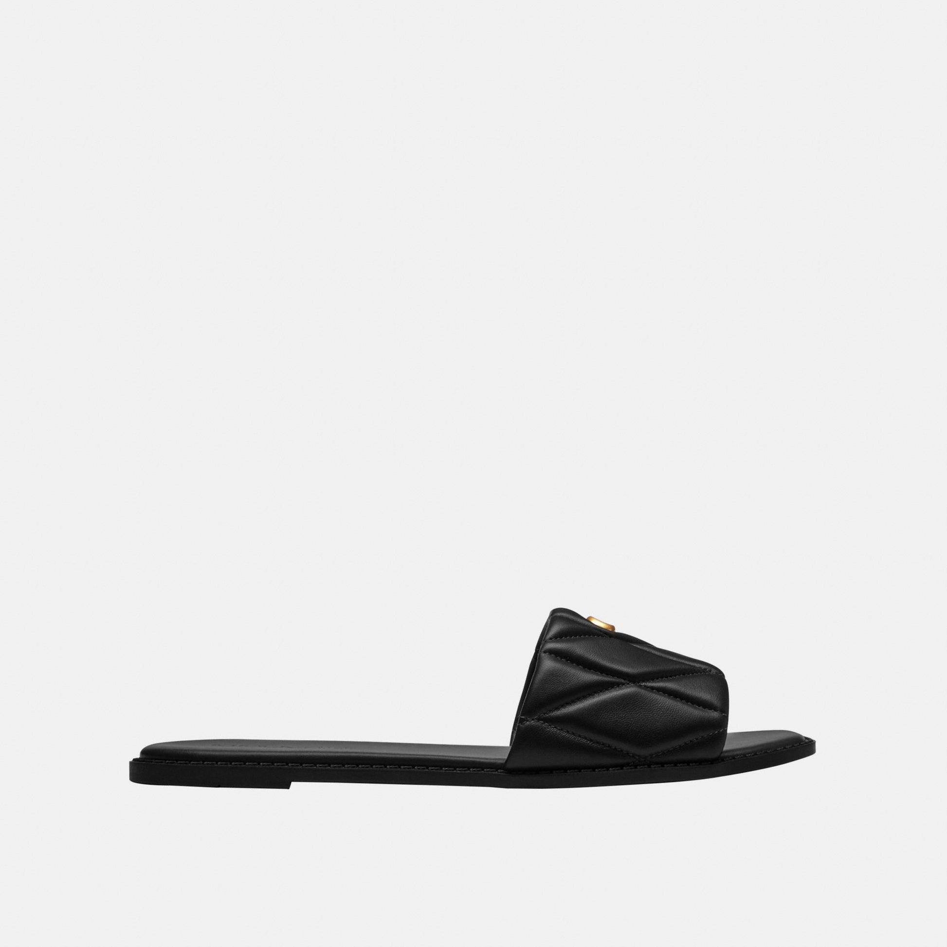 CEF42-Holly Quilted Leather Sandal-Black
