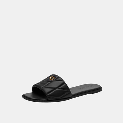 CEF42-Holly Quilted Leather Sandal-Black