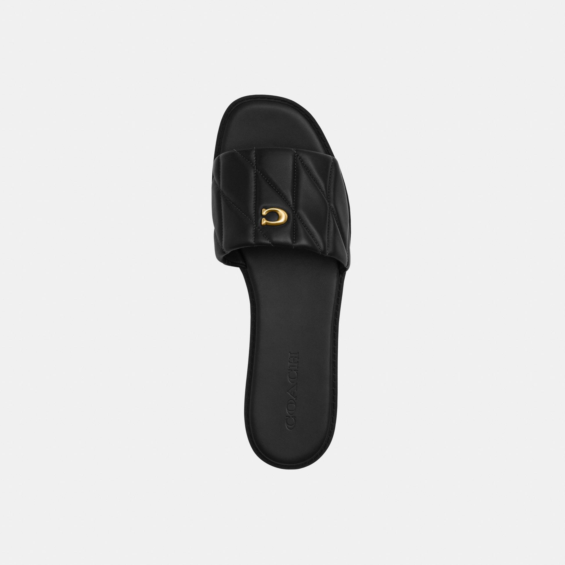CEF42-Holly Quilted Leather Sandal-Black